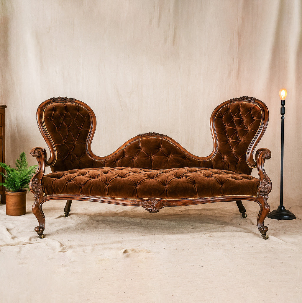 Brown Velvet Love Seat