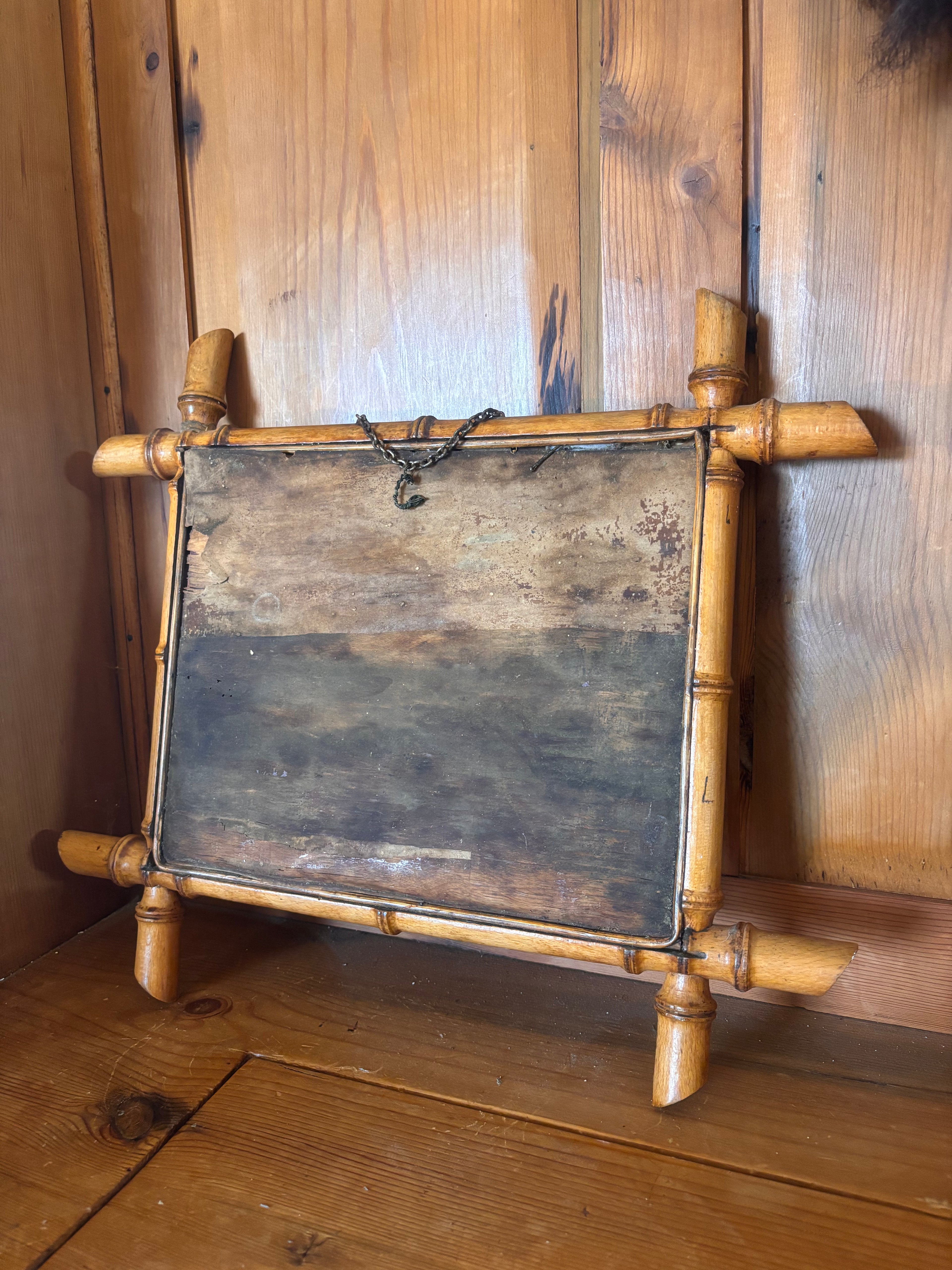 Back of a Vintage wooden mirror