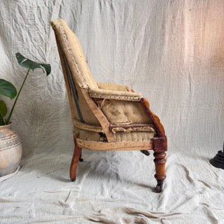 Victorian Armchair in Original Hessian