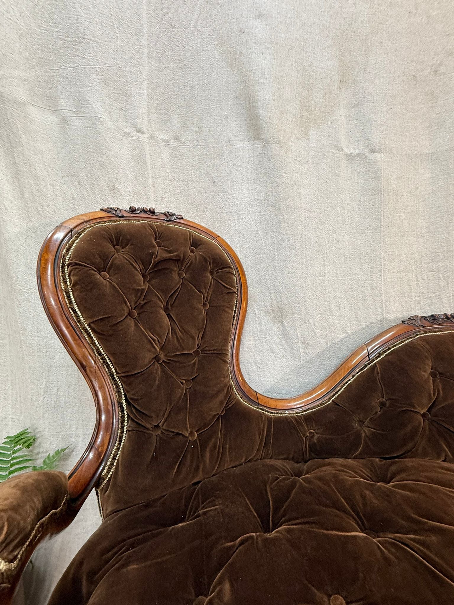 Brown Velvet Love Seat