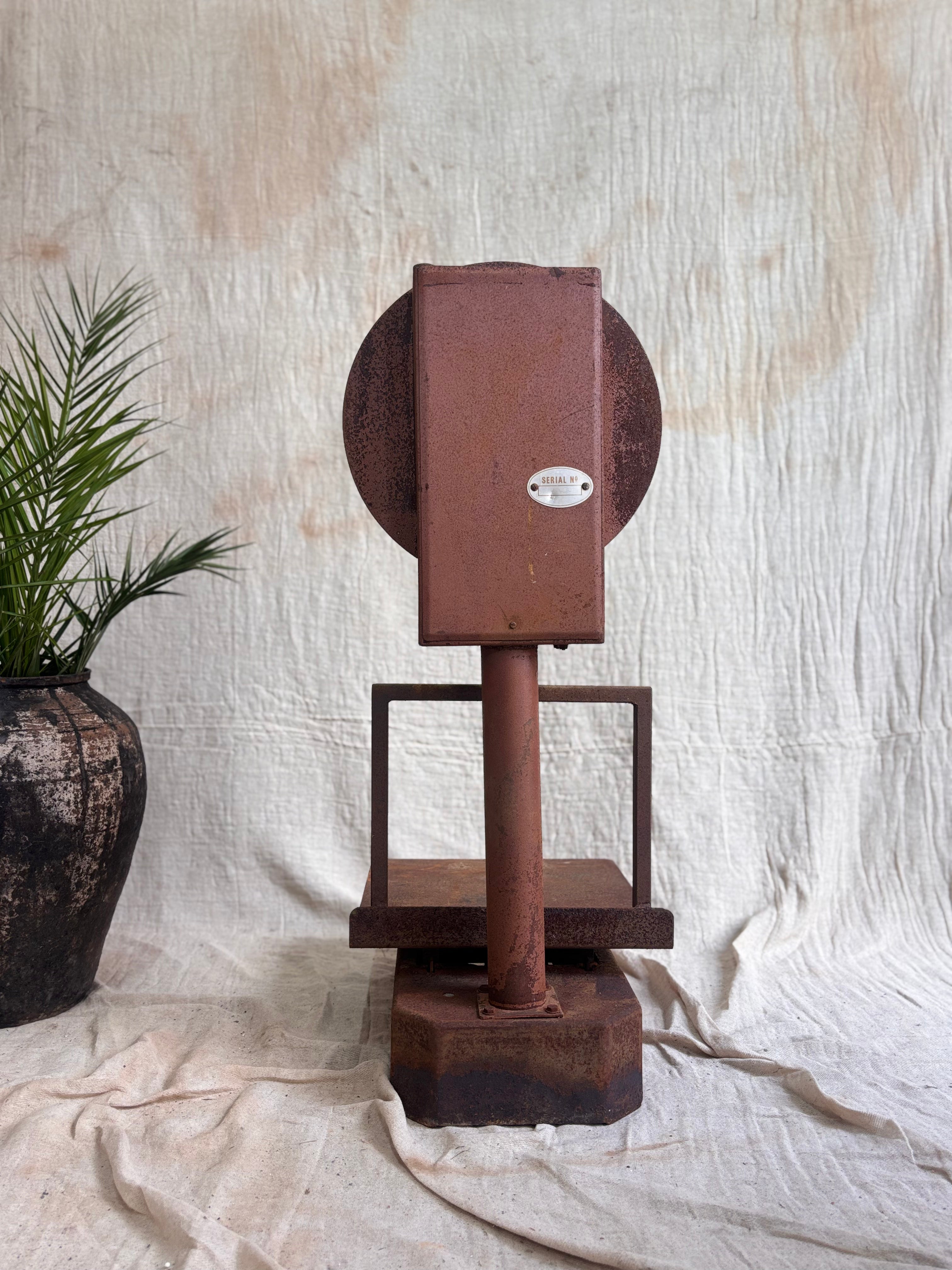 the back of a Rusty Vintage Platform Scale 